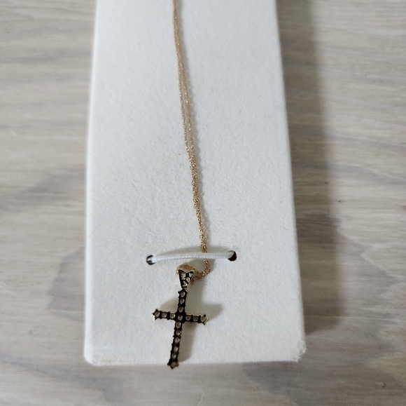 Cross Necklace Sterling Silver Genuine Cubic Zirconia - Picture 4 of 9